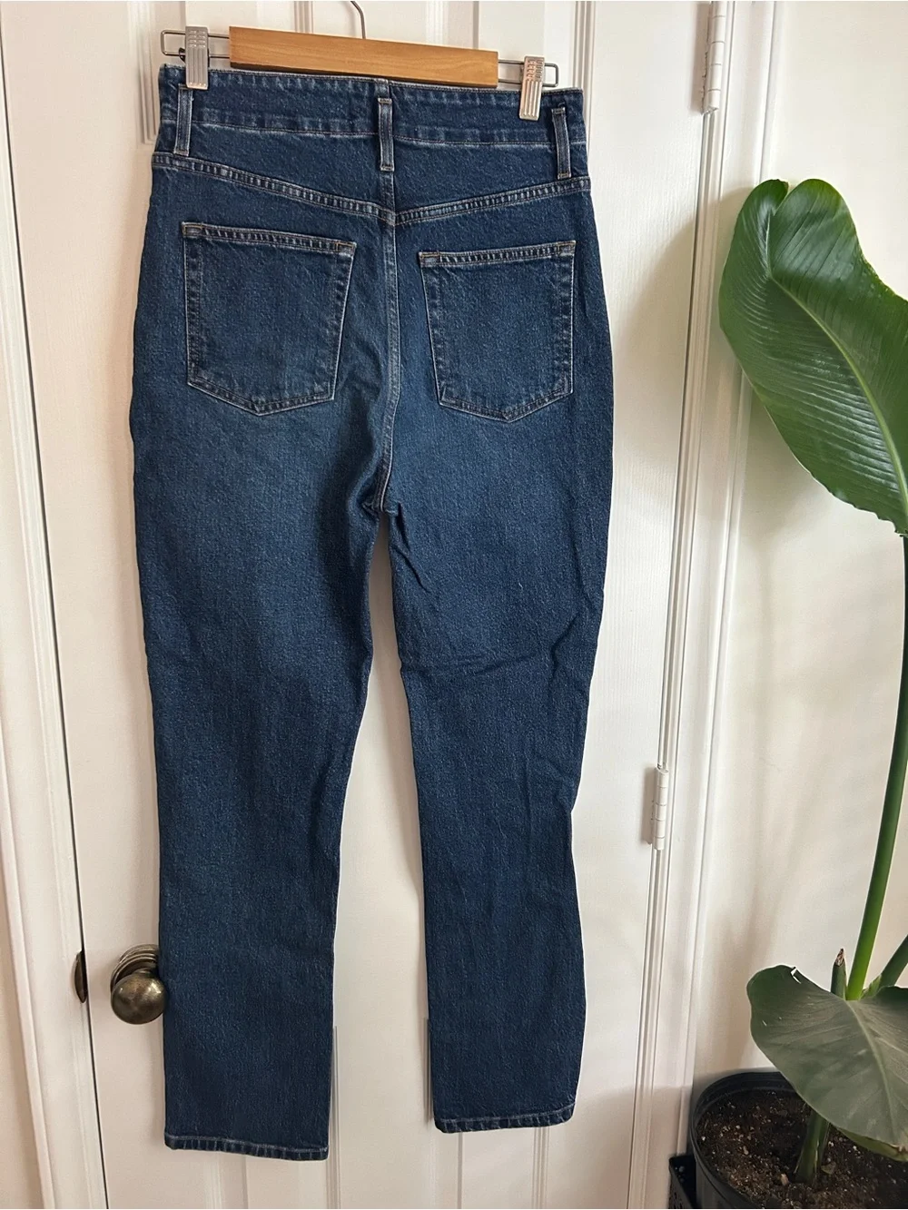Reformation Mid-Rise Straight-Leg Jeans in Dark Blue - Picture 7 of 8